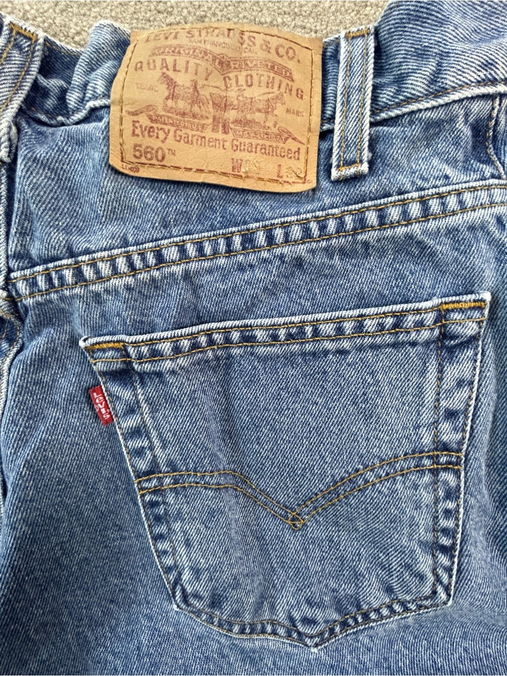 Vintage 90s Levis 560 Loose Fit Tapered Leg Jeans Blue 32x32 Tag Fits 31x31.5 - Picture 7 of 8